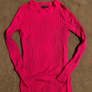 Bright Pink Ribbed Sweater